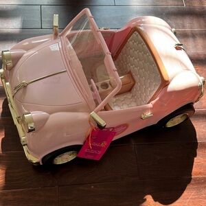 Our Generation - Pink Convertible Toy Doll Car with Gold Accents and radio NWT